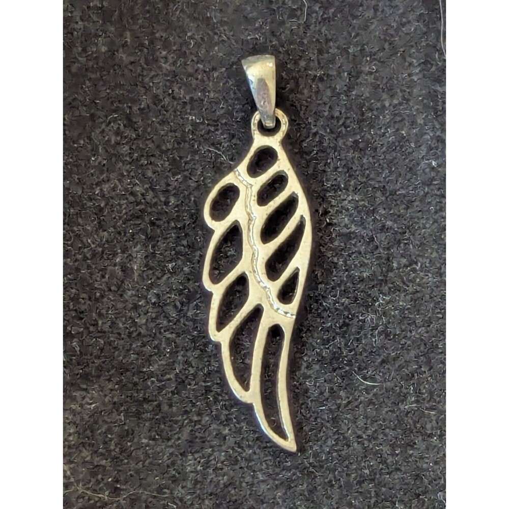 Signed SU 925 Angel Wing Pendant Sterling Silver
